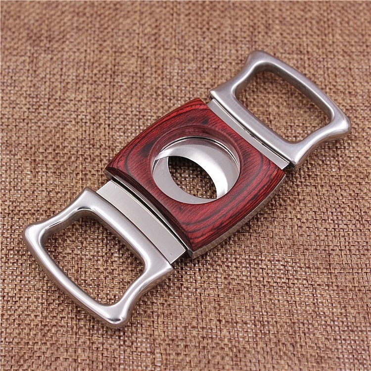 Factory Wholesale Custom Logo Professional cigar scissors luxury stainless steel cigar cutter with Wood