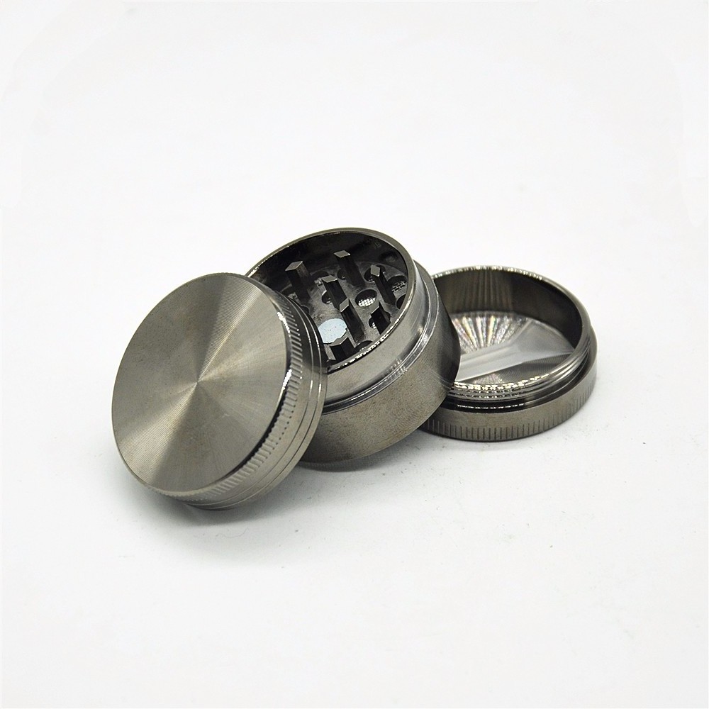 40mm  mini Stainless steel Black Tobacco Grinder 3 Parts herb Grinder Metal Customized logo Free