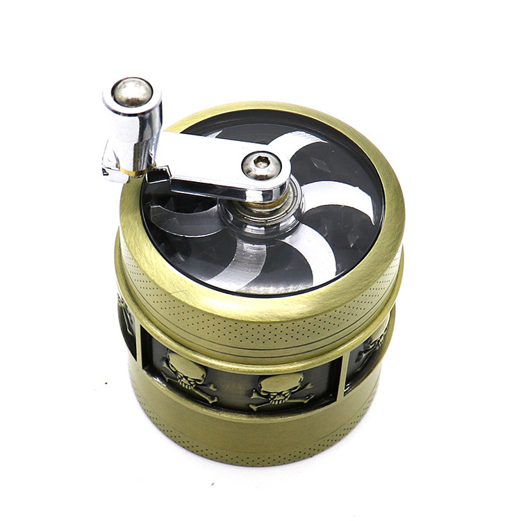 Wholesale 55MM Folded Tobacco Grinder 4 Parts Herb Grinder New Arrival hand Crank Grinder Spice