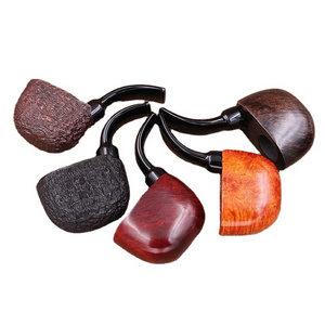 New Arrival Custom logo Wooden Tobacco Smoking Briar Pipe With Pouch 9mm Filter