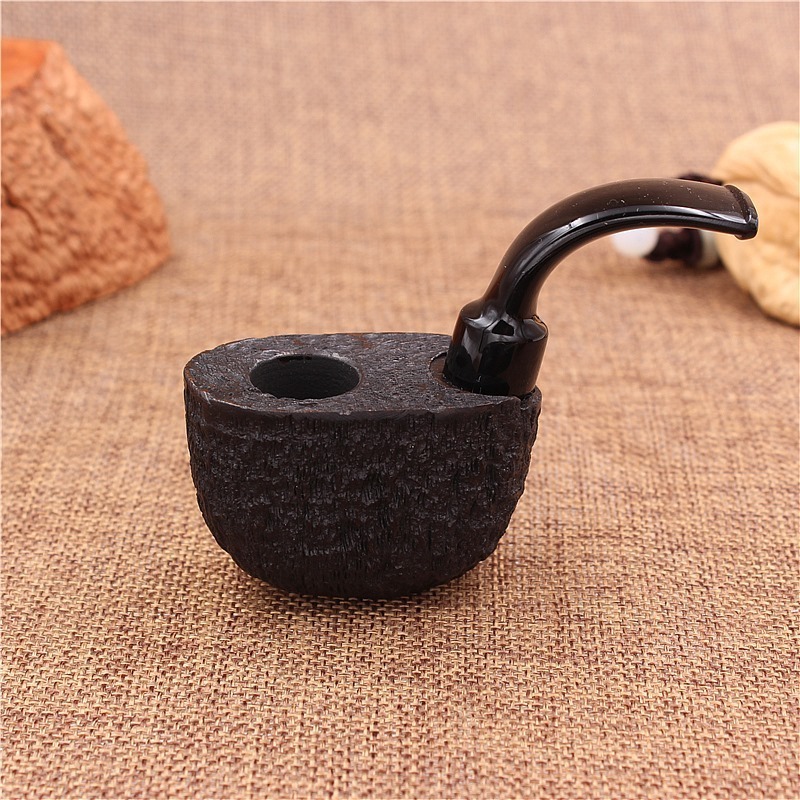 New Arrival Custom logo Wooden Tobacco Smoking Briar Pipe With Pouch 9mm Filter