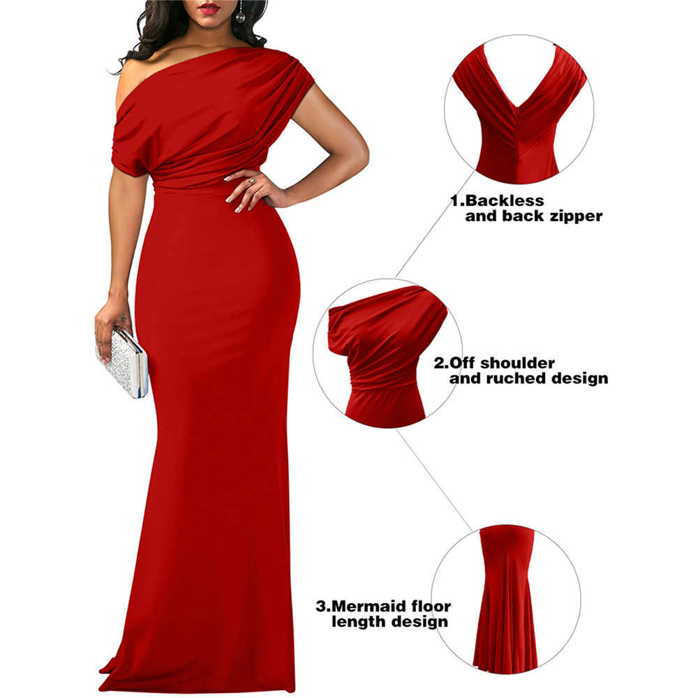 New Arrival Women's Elegant Sleeveless Off Shoulder Bodycon Long Formal Evening Party Dress