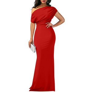 New Arrival Women's Elegant Sleeveless Off Shoulder Bodycon Long Formal Evening Party Dress