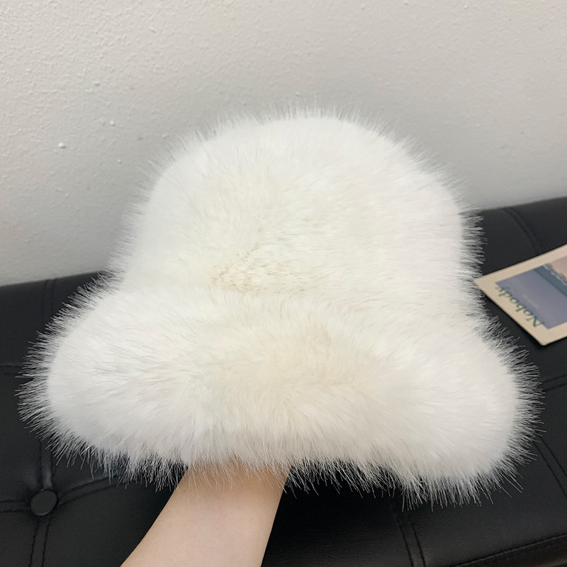 Premium faux fur luffy fisherman hat Wide Brim Fluffy Bucket Hat Winter Faux Fur Bucket Hat