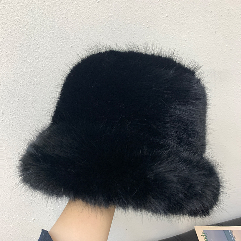 Premium faux fur luffy fisherman hat Wide Brim Fluffy Bucket Hat Winter Faux Fur Bucket Hat