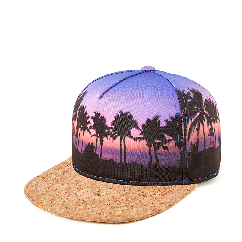 Sublimation Cap Custom Hawaii Palm Printing All Over 5 Panel Snapback Cap Hats New Trendy women men wood brim cap hat Factory