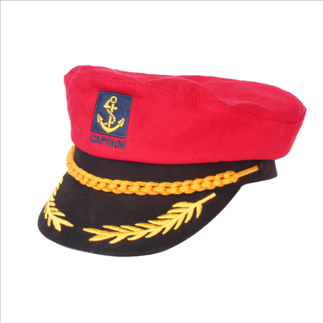 flat top uniform cap European and American hat customized children's white navy cap captain sailor hats