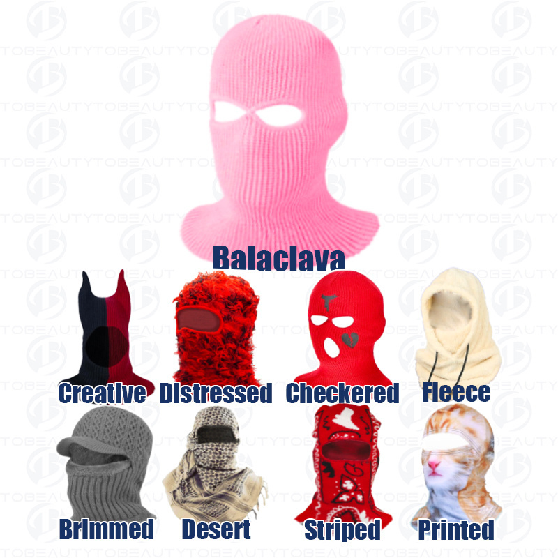 Custom Balaclava Wholesale Manufacturer Cheap Windproof Warm Embroidery Logo Printed Full Face Masks Skull 1 2 3 Hole Ski Mask