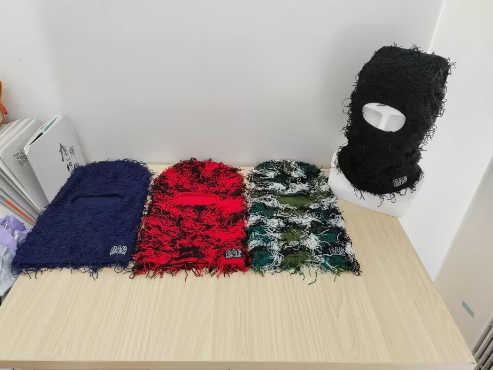 New arrival knitted balaclava face Knit Full Face mask Cover one hole designer grassy distressed cyberpunk ski mask