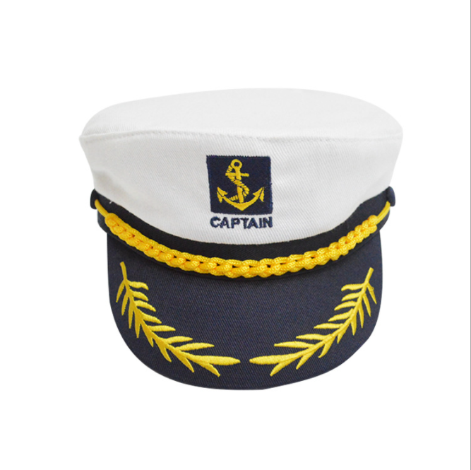 flat top uniform cap European and American hat customized children's white navy cap captain sailor hats