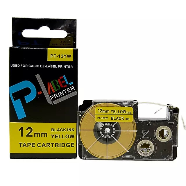 PT-12YW Compatible casi Label Tape XR-12YW 12mm Cassette Ribbon tape cartridge for Casi KL-780 label Printer