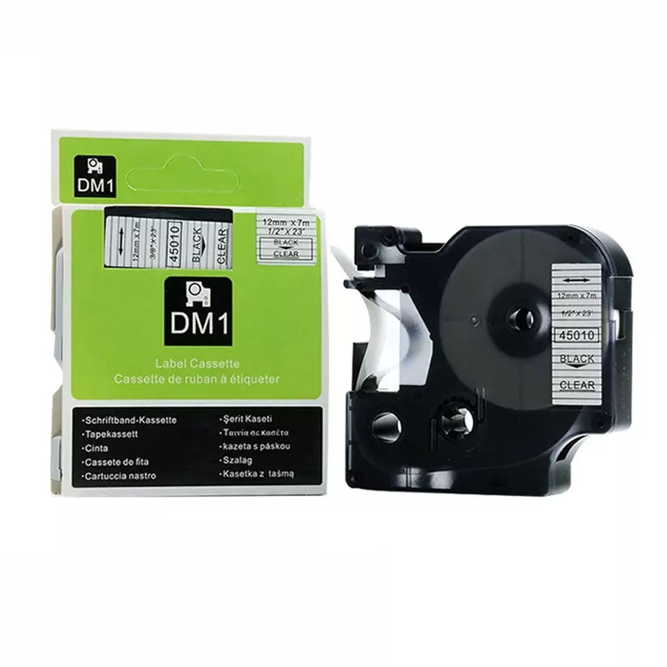 12mm Black on Clear Compatible Label Tape cartridge 45010 for DYMO LabelManager 160 280 Printer