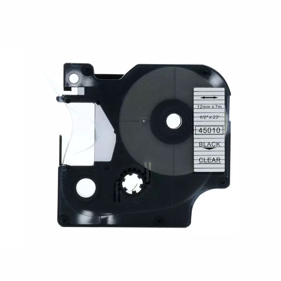 12mm Black on Clear Compatible Label Tape cartridge 45010 for DYMO LabelManager 160 280 Printer