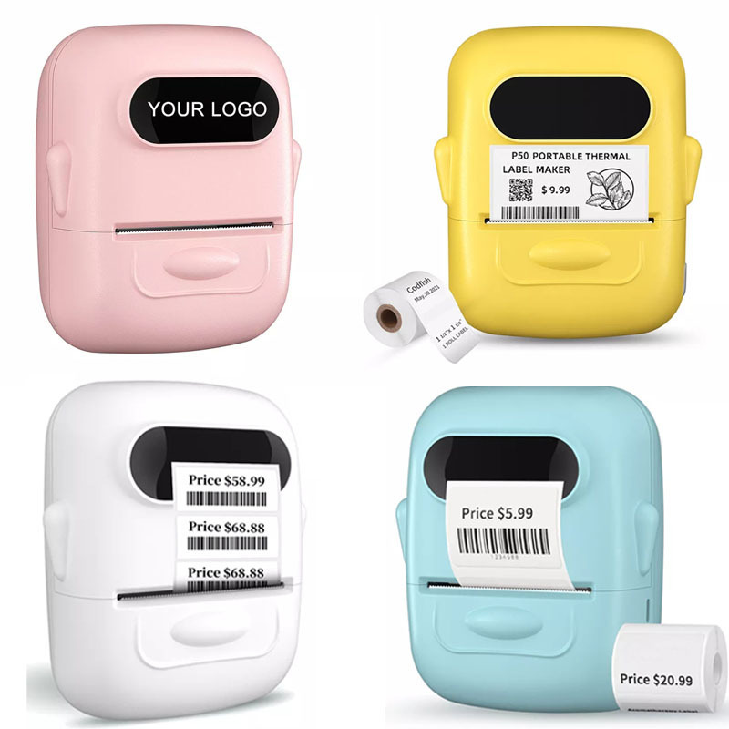 Factory Wholesale mini Portable Thermal Transfer Label Printer BT Barcode QR Code Inkless Sticker Printer