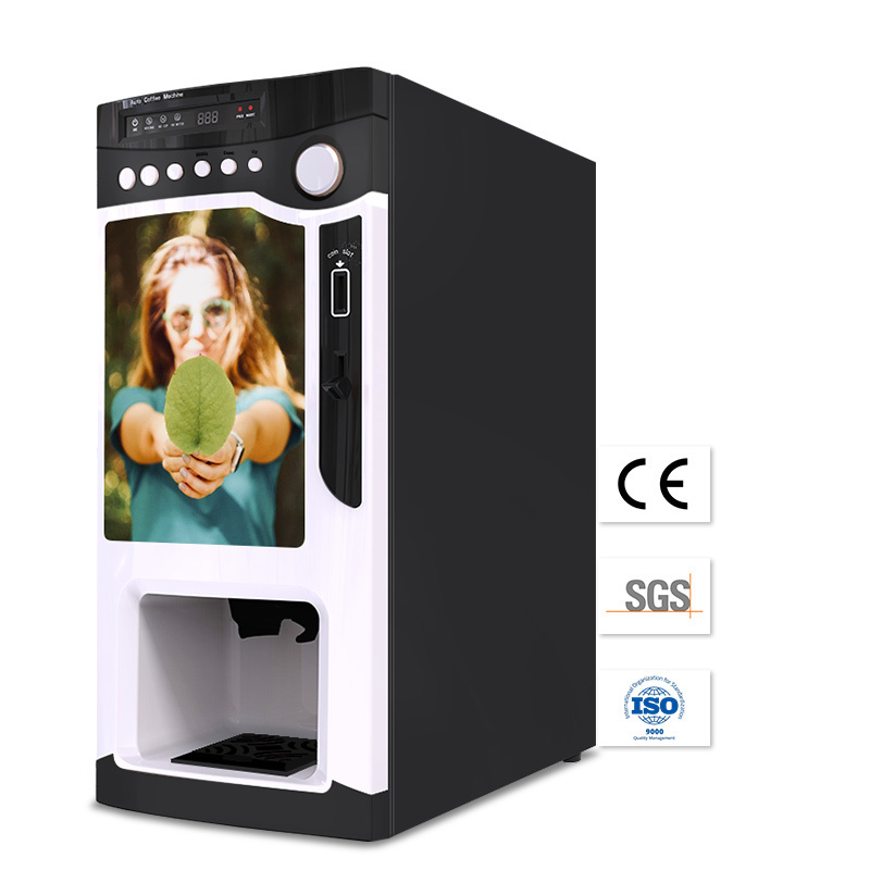 free spare parts cheap automatic 3 Selections Instant Drink coffee dispenser coin operated vending machine with cup dispenser