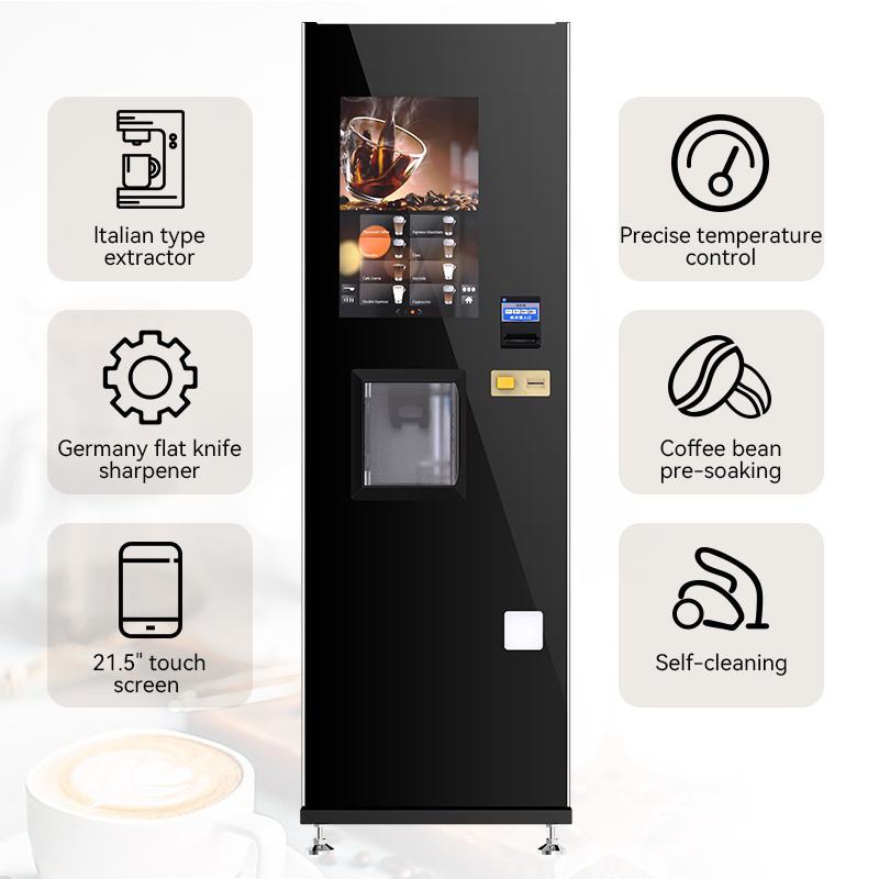 credit card cash operated fully automatic espresso freshly brewed coffee maker vending machine commercial with cup dispenser