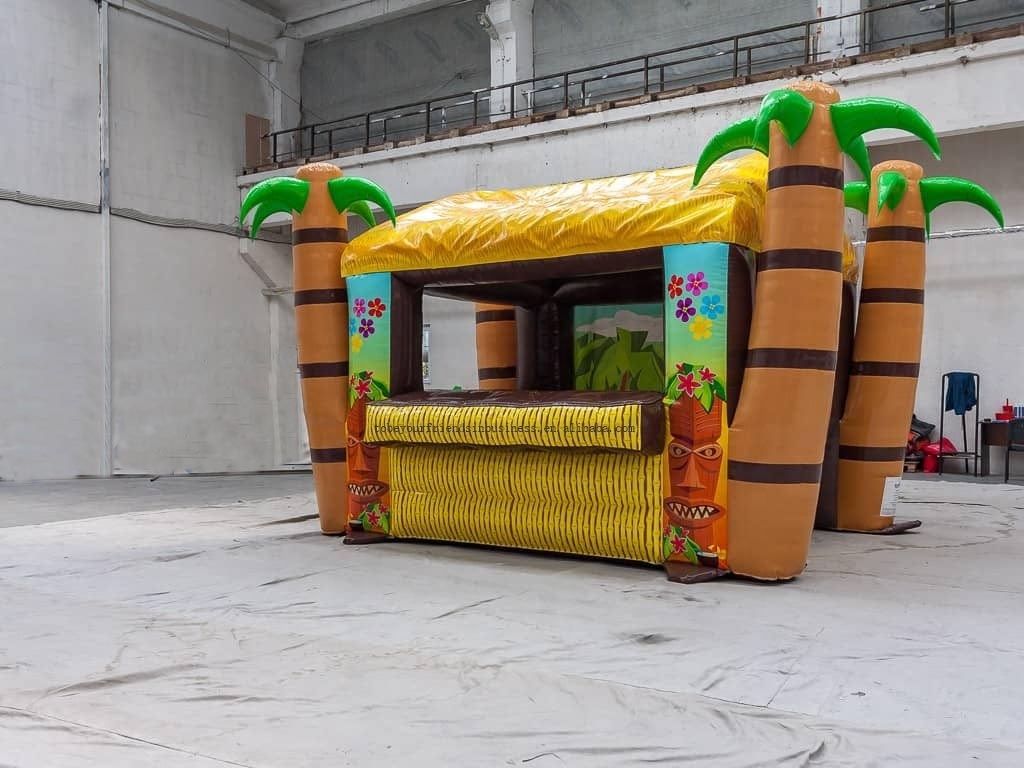 Outdoor opened inflatable Tiki bar with palm tree portable inflatable drinking bar serving bar for summer beach party