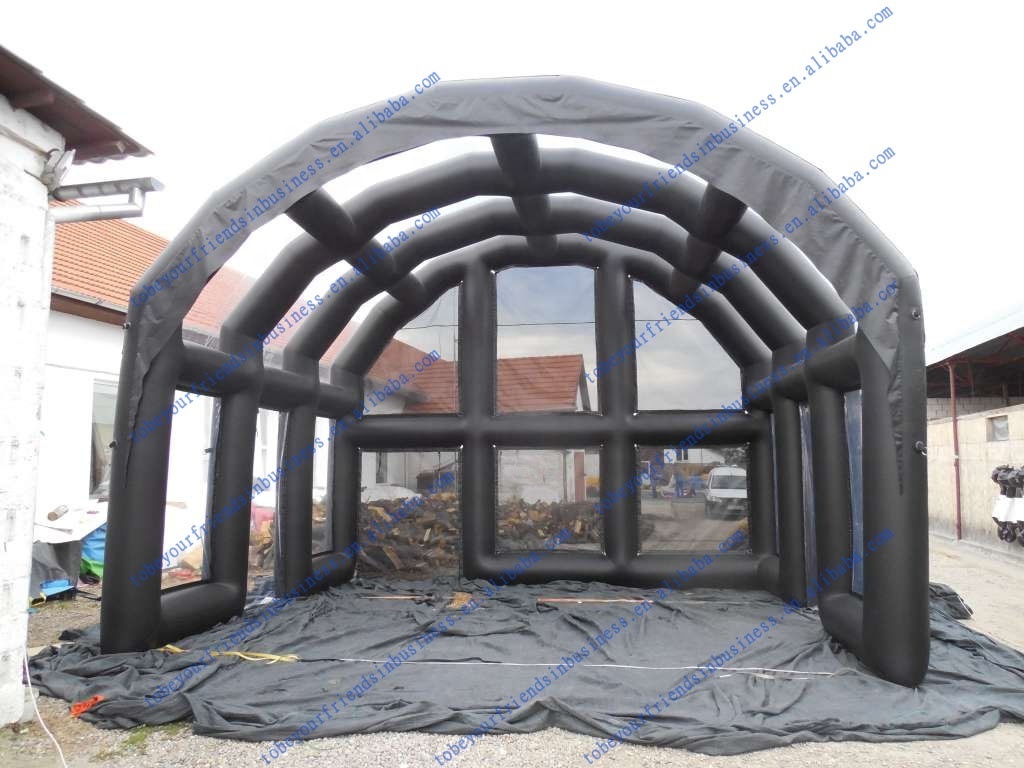 Customized black completely air tight sealed inflatable stage cover with door inflatable air roof tent clear dome for event