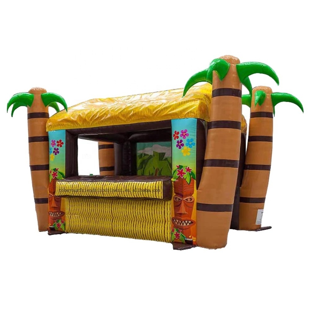 Outdoor opened inflatable Tiki bar with palm tree portable inflatable drinking bar serving bar for summer beach party