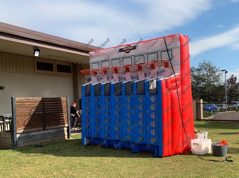 2021 IAAPA Inflatable Connect 4 In A Row Basketball Shooing Carnival Games, Inflatable Connect Four Basketball Game For Sale