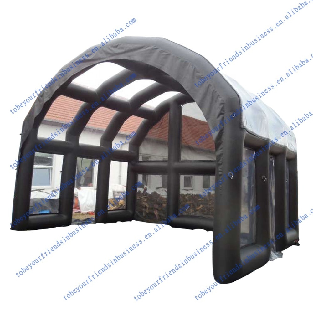 Customized black completely air tight sealed inflatable stage cover with door inflatable air roof tent clear dome for event