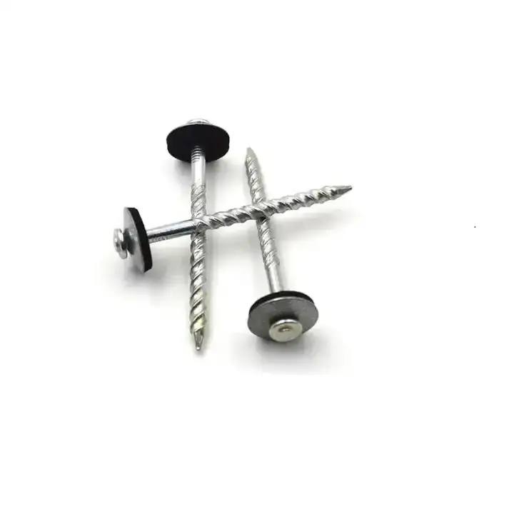 Stainless Steel 4 Inch Umbrella Head Twisted Roofing Screw With Rubber Washer