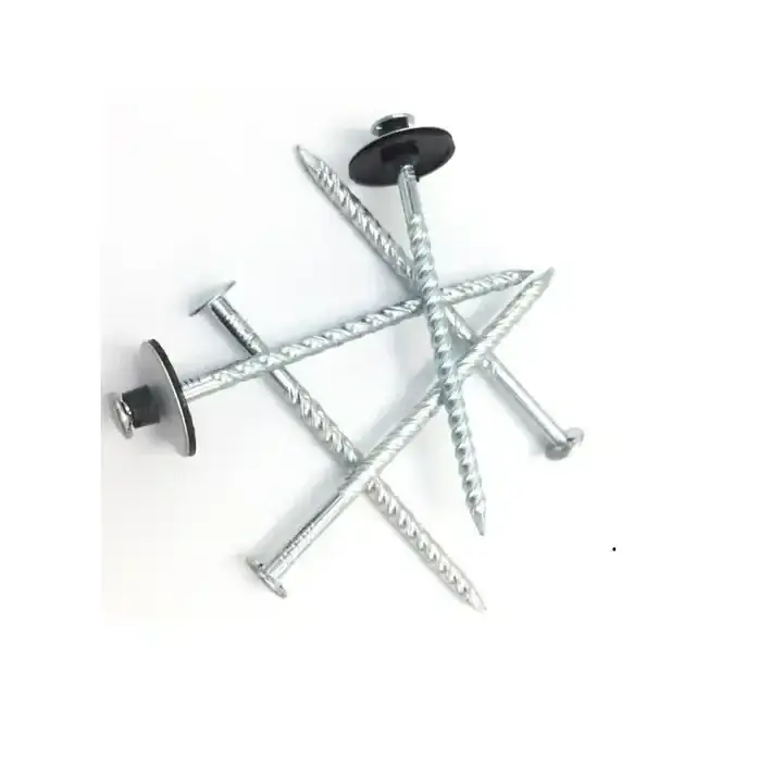 Stainless Steel 4 Inch Umbrella Head Twisted Roofing Screw With Rubber Washer