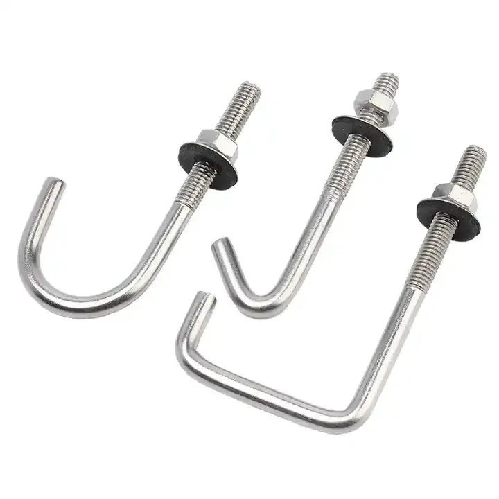 M16 Stainless Steel 304 J Roofing Hook Bolt With Hex Nut Rubber Washer J Right Angle Bolt