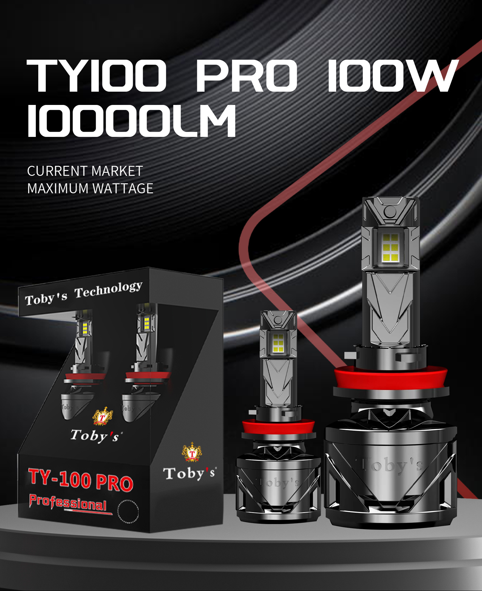 Tobys spot goods H1 H7 H11 9005 9006 TY100 PRO 200w led car headlights bulb