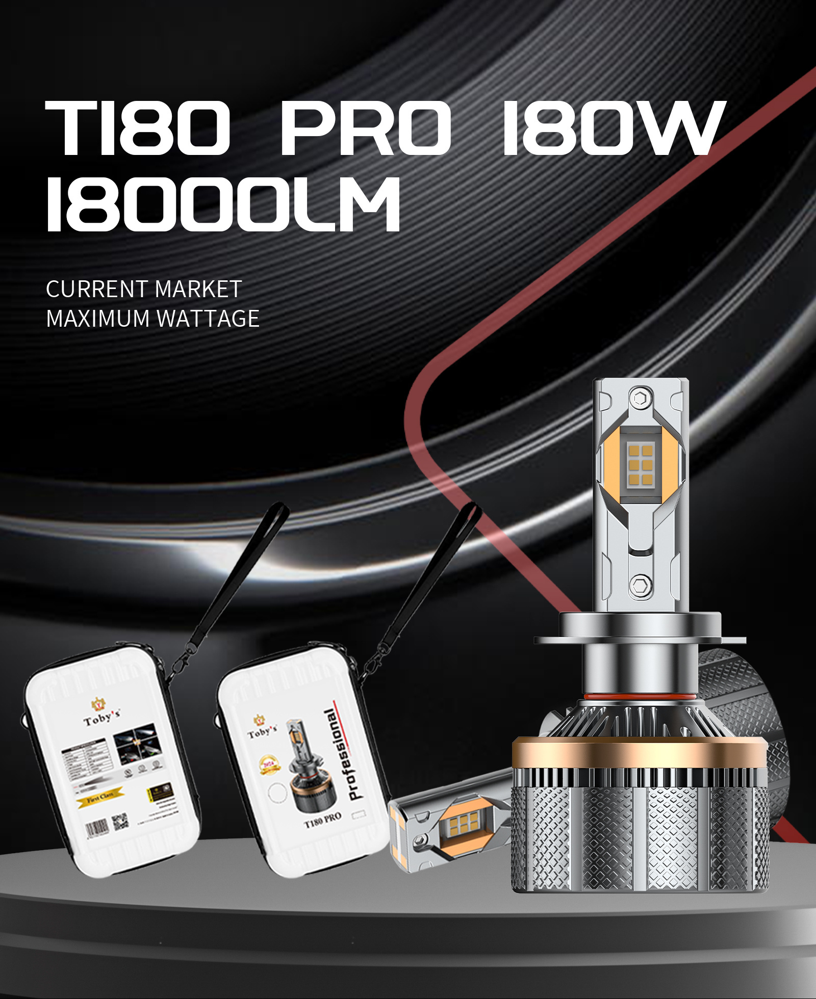 TOBYS T180 PRO Led Auto 360w 36000lm H11 Led Headlight Bulbs 9005 9006 H7 H4 Led