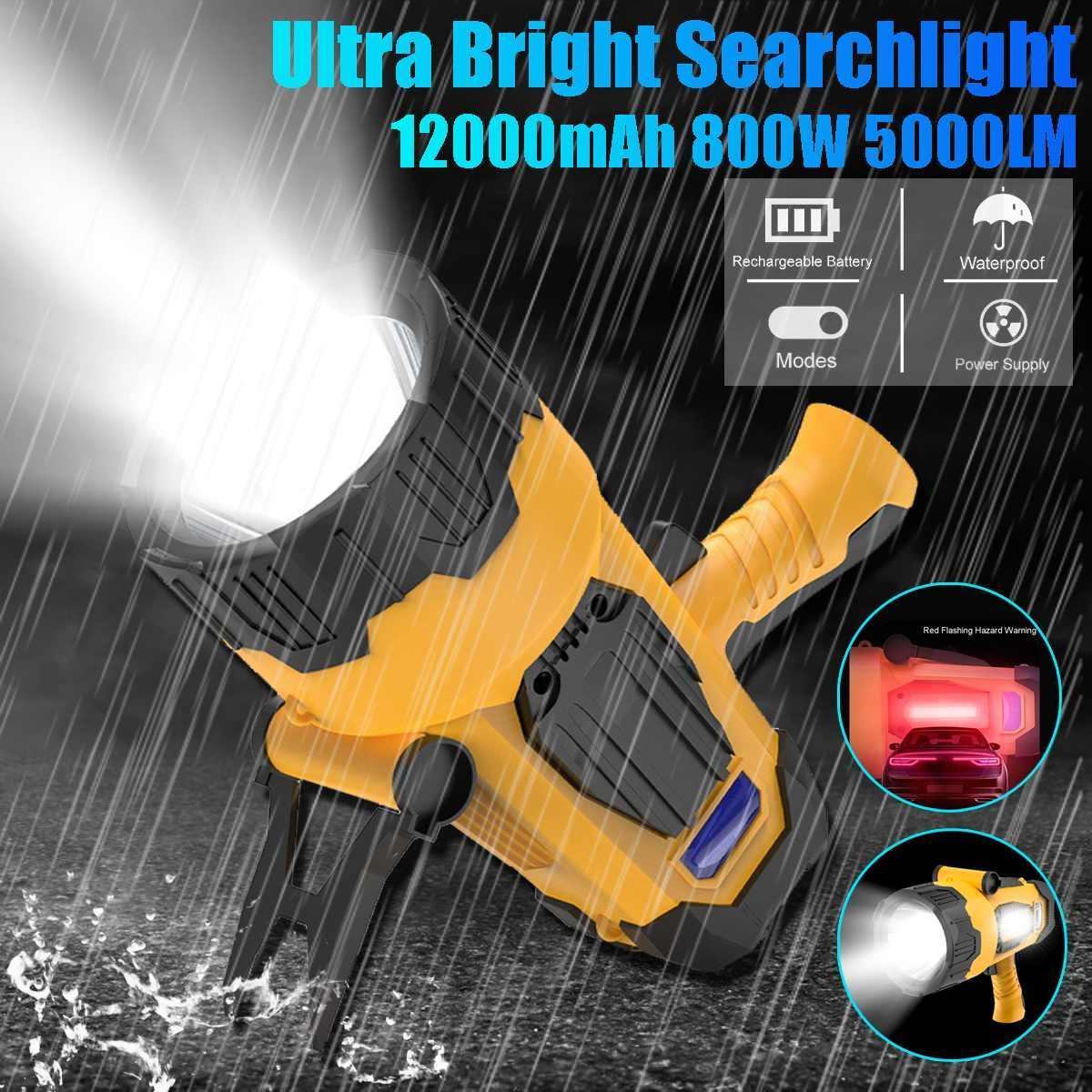 Rechargeable 7 Modes 1000 Lumen Super Bright Searchlight Handheld Spotlight Work Light Spotlight Floodlight flashlight