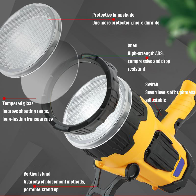 Rechargeable 7 Modes 1000 Lumen Super Bright Searchlight Handheld Spotlight Work Light Spotlight Floodlight flashlight