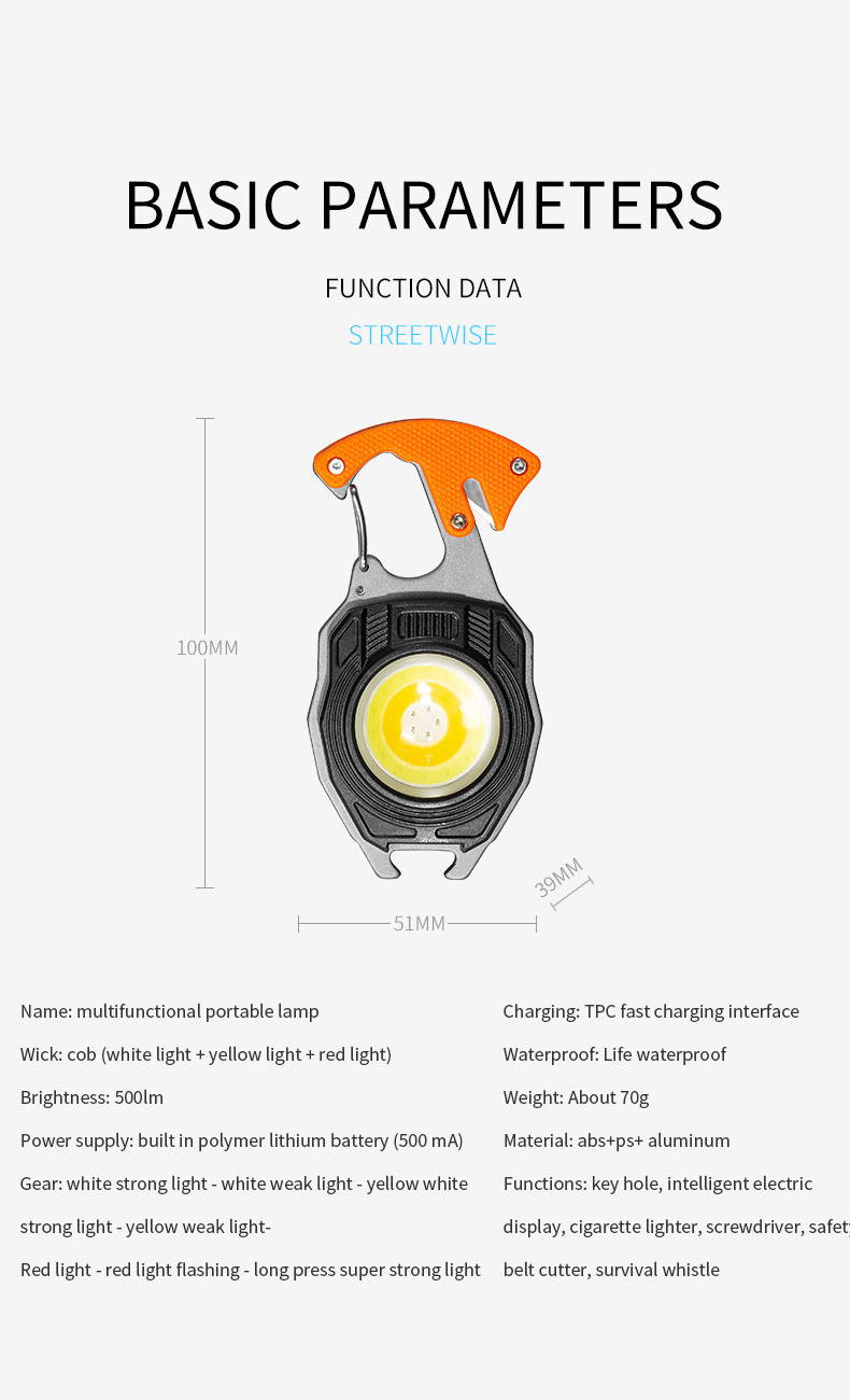 Multi-function EDC USB Rechargeable Magnetic Keychain Mini Flashlight With Lighter Bottle Opener Cutter Screwdriver For Outdoor