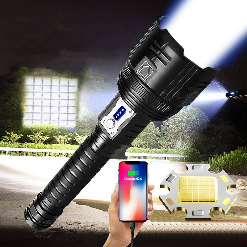 Night Flood Light Rechargeable Power Flashlight Portable Search Light Flashlights Camping Lantern