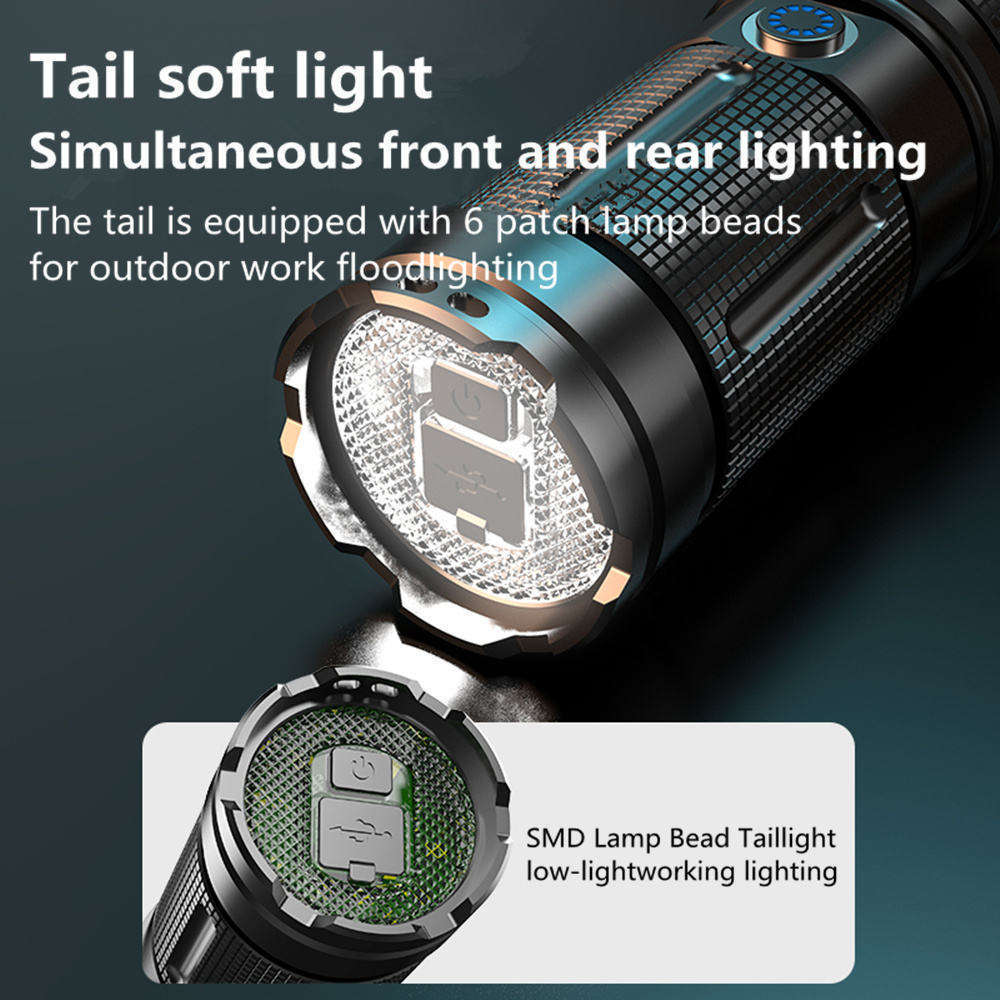 Powerful 10000 Lumens long range white Flashlight Waterproof Zoom Torch Light Rechargeable LED Lazer Flashlight