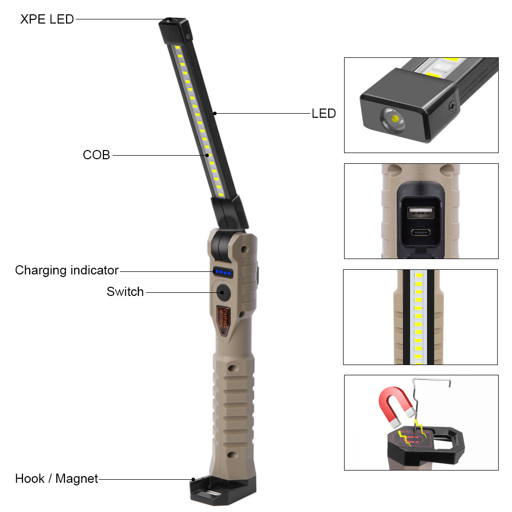 Toby's High Brightness ABS portable with handle Entertainment Emergency Portable cob Magnetic LED work Light