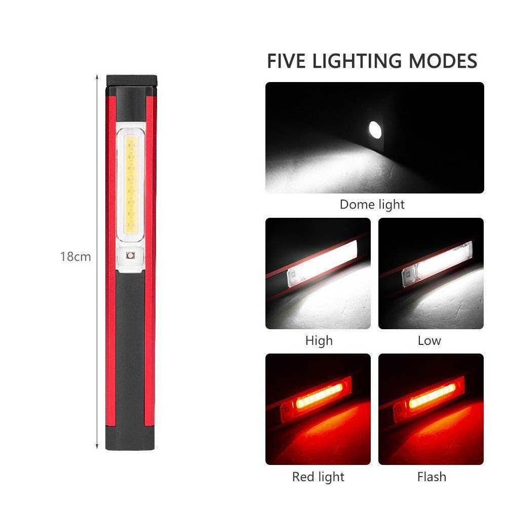 Rechargeable Inspection Emergency COB Pen light with clip inspection Torch LED Magnetic work light