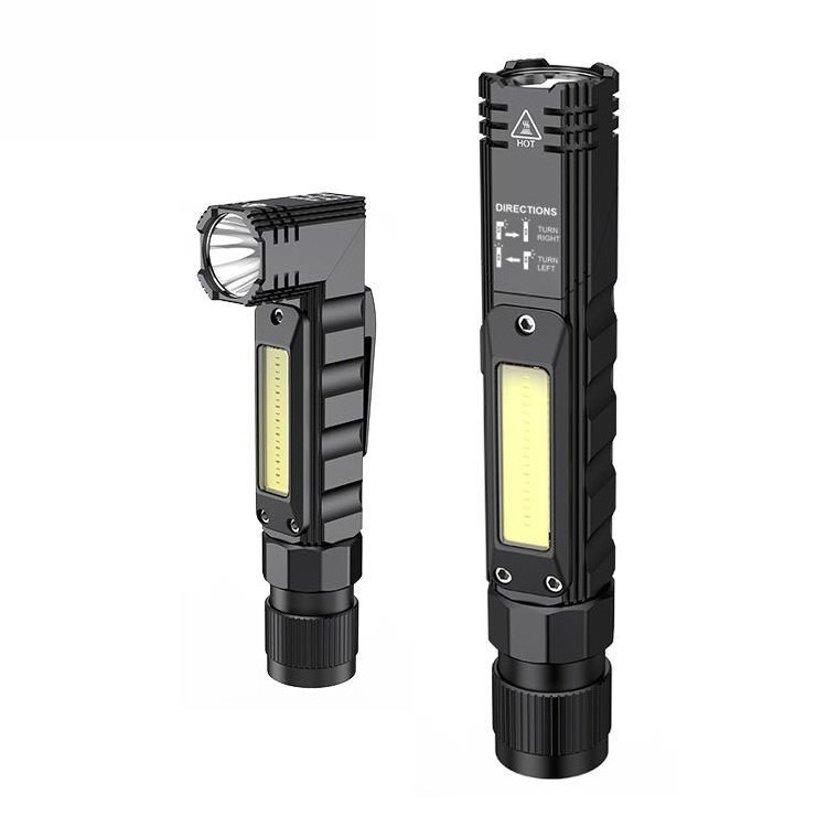 Multi-function led torch light 90 degree rotating flashlights rechargeable cob led diving Torch Headlight