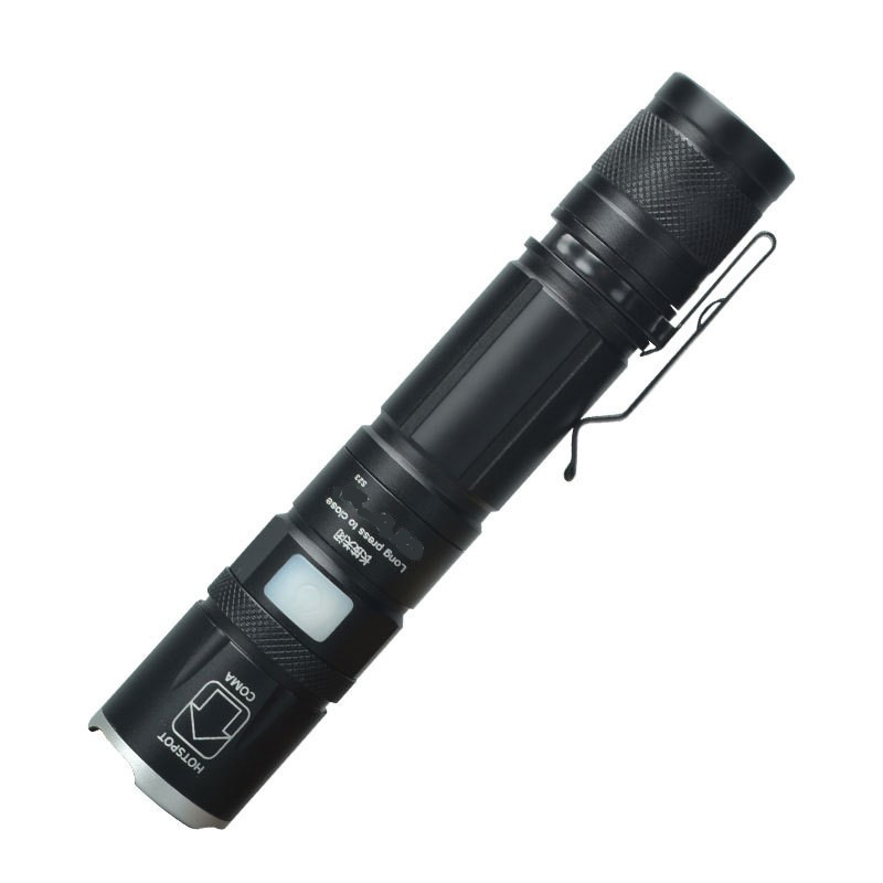 Super Bright Smart rechargeable T6 800lumens aluminum 10w  LED Flashlight with Pocket Clip Zoomable Torch