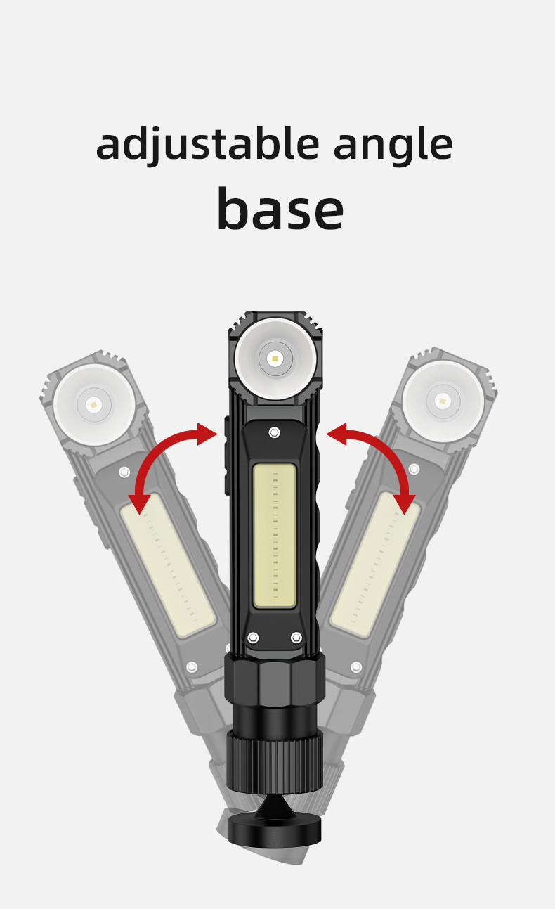 Multi-function led torch light 90 degree rotating flashlights rechargeable cob led diving Torch Headlight