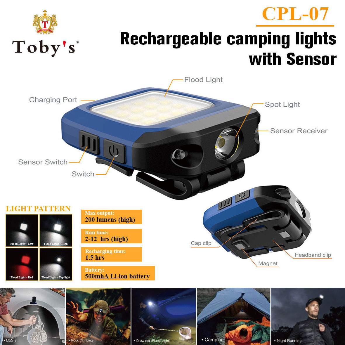 2024 Toby's Ultra Bright Mini Hands-Free LED Clip on Hat Light Rechargeable Hat Light Flashlight Head Lamp