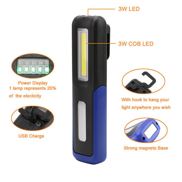 Toby's New strong light Rechargeable Portable flexible Magnetic Inspection Penlight Torch Work Light