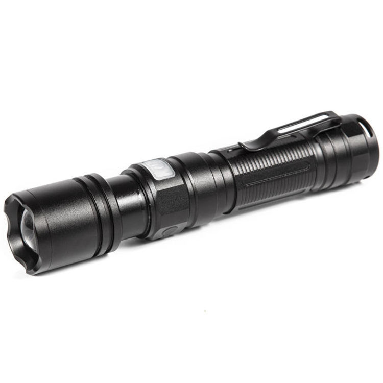 Super Bright Smart rechargeable T6 800lumens aluminum 10w  LED Flashlight with Pocket Clip Zoomable Torch