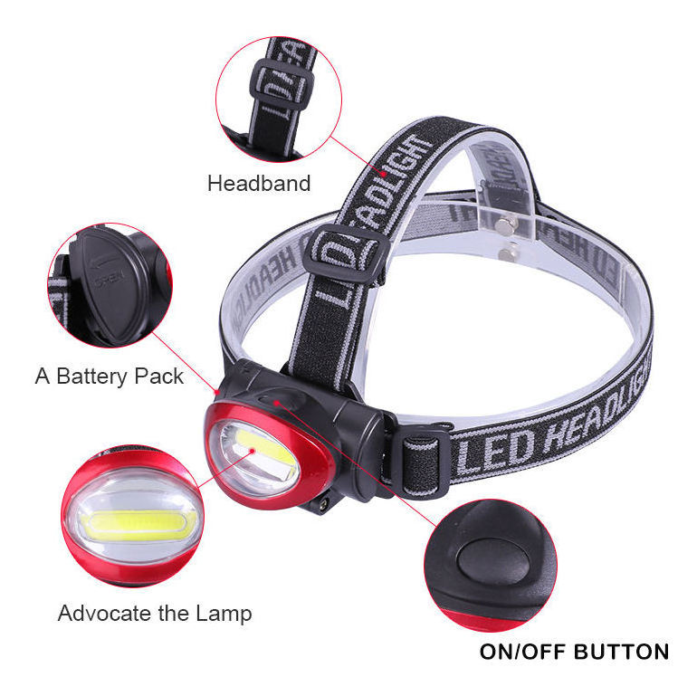 2xAAA dry battery light Plastic frontale BBQ picnic camping light LED head torch headlight