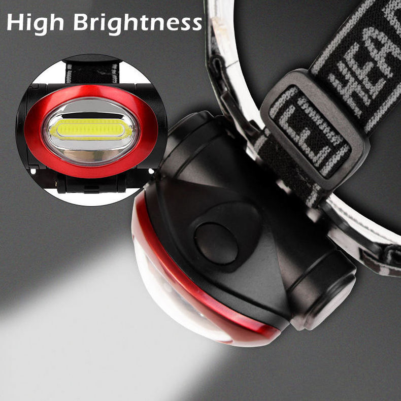 2xAAA dry battery light Plastic frontale BBQ picnic camping light LED head torch headlight