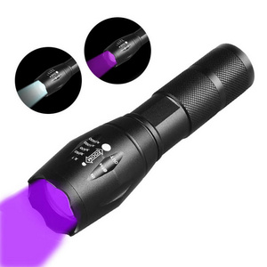 Toby's UV detection lighting dual high-light flashlight white violet two-color R2 adjustable focus purple light 395NM Flashlight