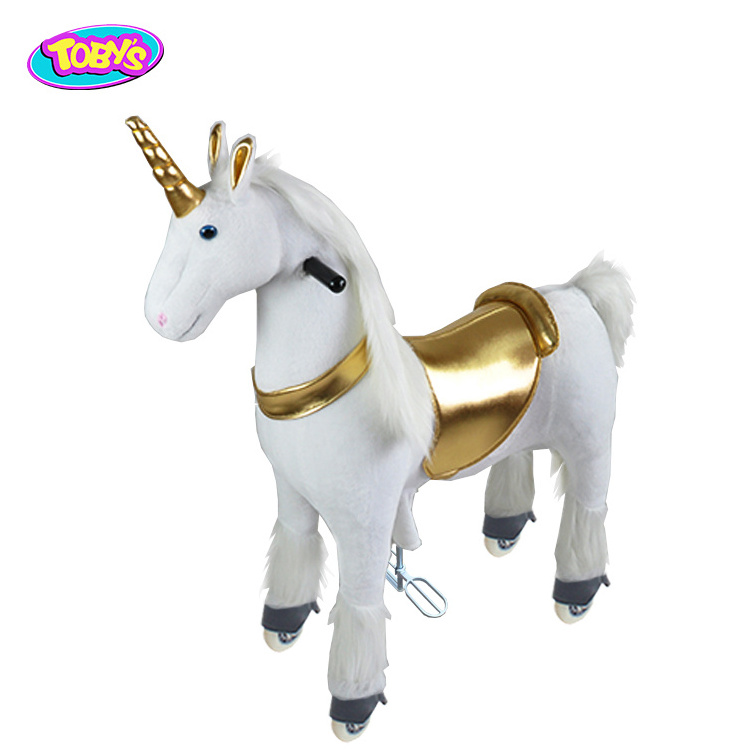 Unicorn mechanical drive horse ride on toy /pony Walking riding toy free of power charging