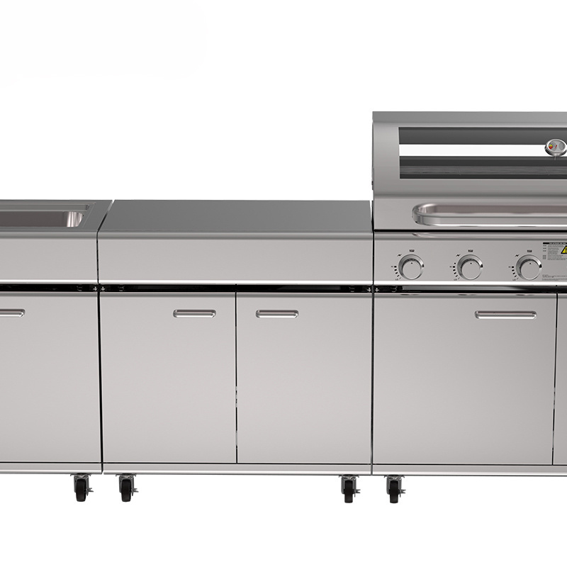 Commercial Outdoor Grill Stainless Steel Cabinet Wood Fired Outdoor Kitchen Bbq Grill