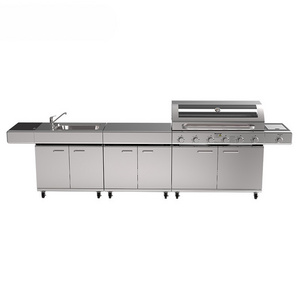 Commercial Outdoor Grill Stainless Steel Cabinet Wood Fired Outdoor Kitchen Bbq Grill