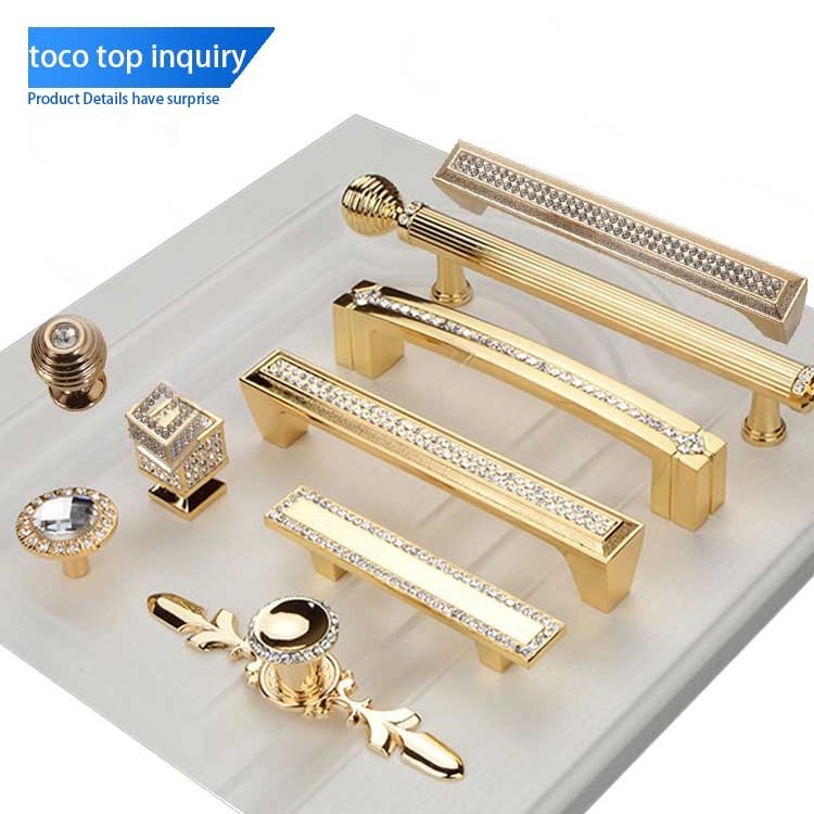 Toco Kitchen Furniture Crystal Diamond Cabinet Handle Small Drawer Knobs Crystal Zinc Alloy Base Knobs handle